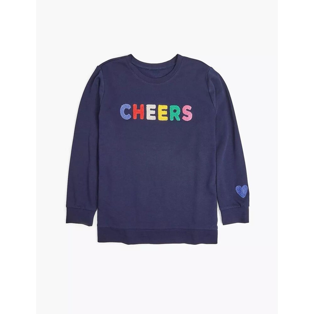 Lane Bryant Cheers Rainbow‎ Chenille Sweatshirt Navy Blue Plus Size 22/24 Women